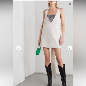 Staud Irie sequined tulle-trimmed cotton-blend faille mini dress nwt